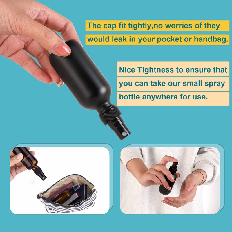 NOOEEISS Frosted Black Glass Small Spray Bottle 2 oz 24 Packs Fine Mist Sprayer Small Clear Bottles Refillable Containers mini spray bottles for Cleaning Solutions and Skin Care (Frosted Black 24pcs) - Image 3